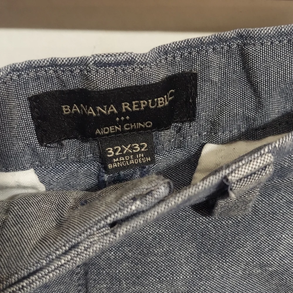 Banana Republic Mens Linen Blend Tapered Heather Blue Pants Size 32X32 Size 32
